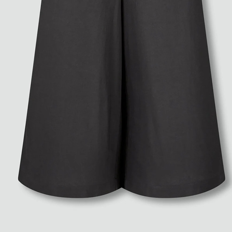 JAJU Linen Blended Culotte Pants (Charcoal) — лёгкие кюлоты в универсальном тёмно-сером оттенке для комфортной летней носки