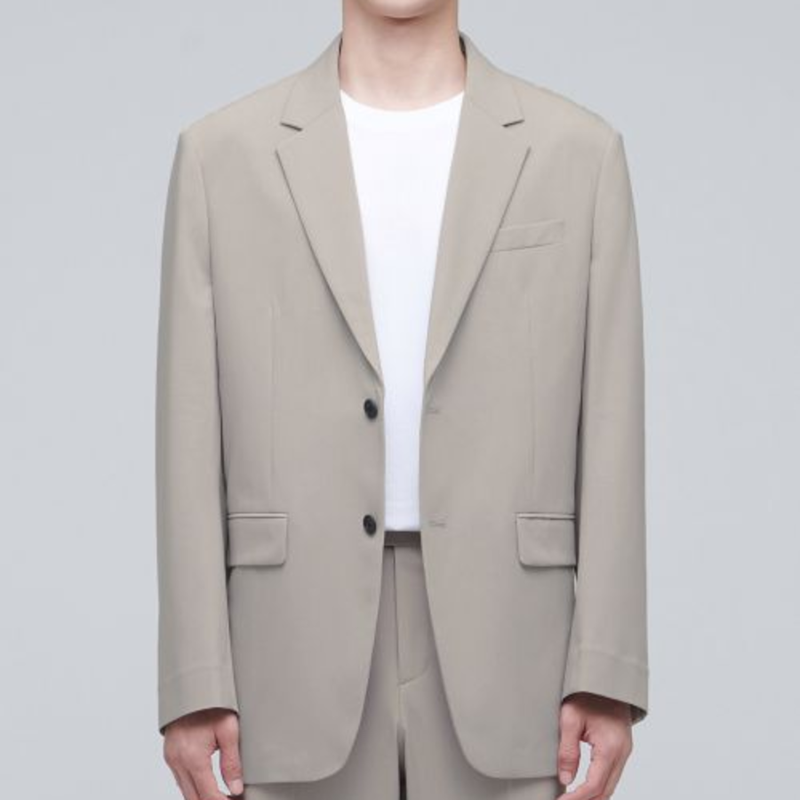Relaxed Basic Blazer — Light Beige