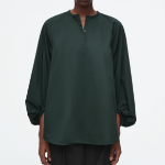 COS Balloon Sleeve Blouse Dark Green