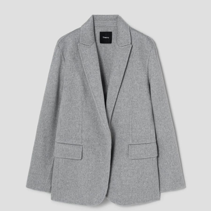 Theory Women Double Wool-Cashmere Relaxed Jacket - Light Grey Melange