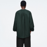 COS Balloon Sleeve Blouse Dark Green