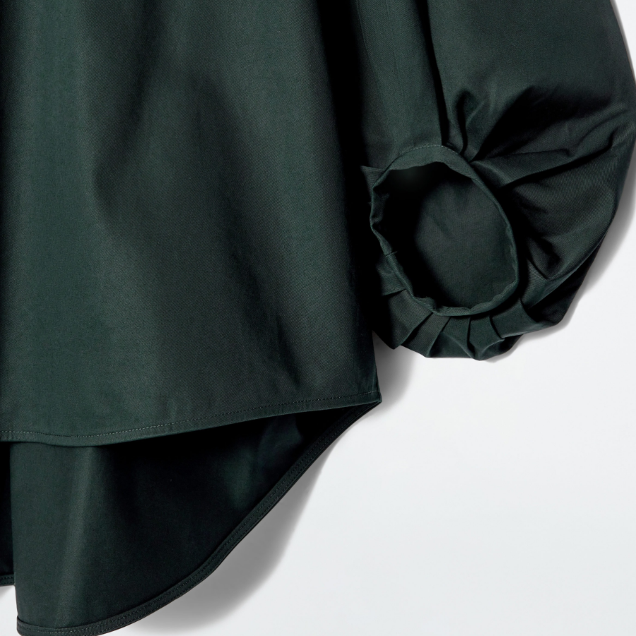 COS Balloon Sleeve Blouse Dark Green