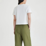 JAJU Linen Blended Wide Banding Pants (Khaki) — лёгкие и просторные брюки из льняной смеси с комфортной посадкой на каждый день