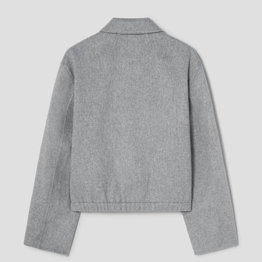 Theory Women Double Wool-Cashmere Blouson Jacket - Light Grey Melange