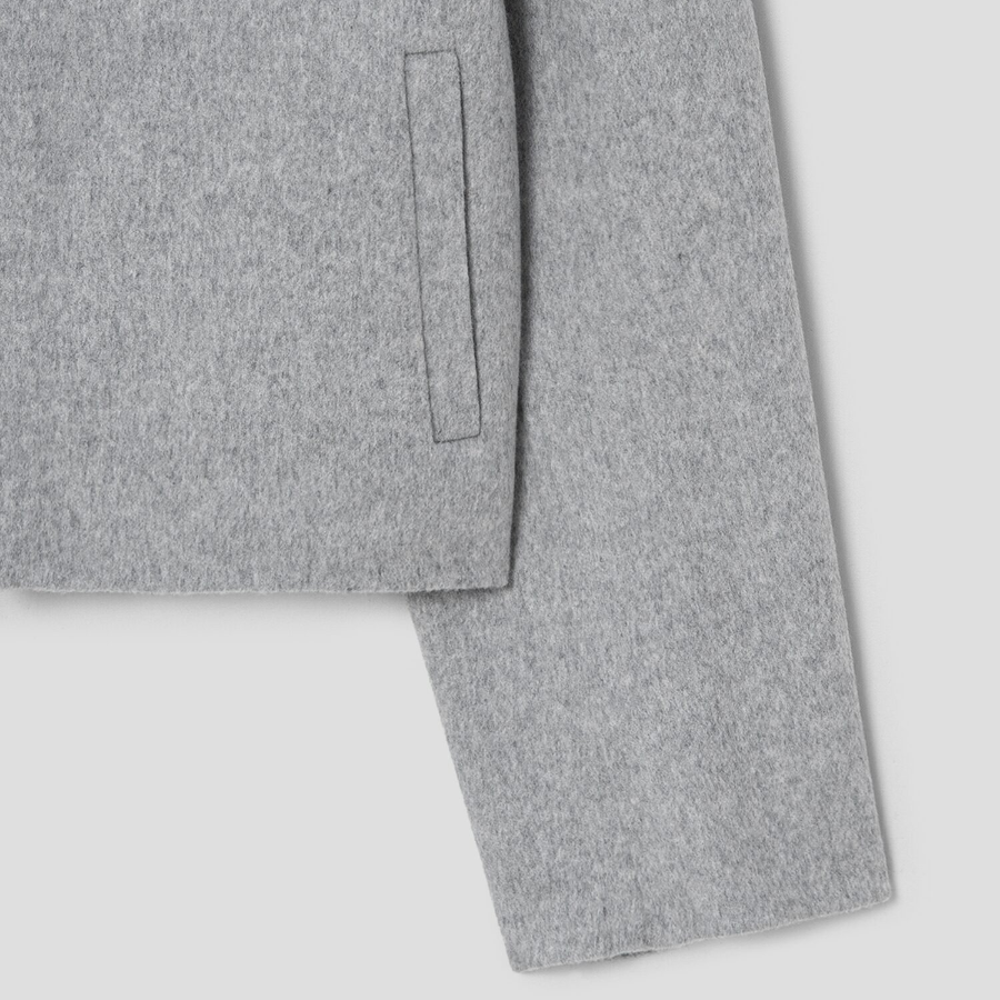 Theory Women Double Wool-Cashmere Blouson Jacket - Light Grey Melange