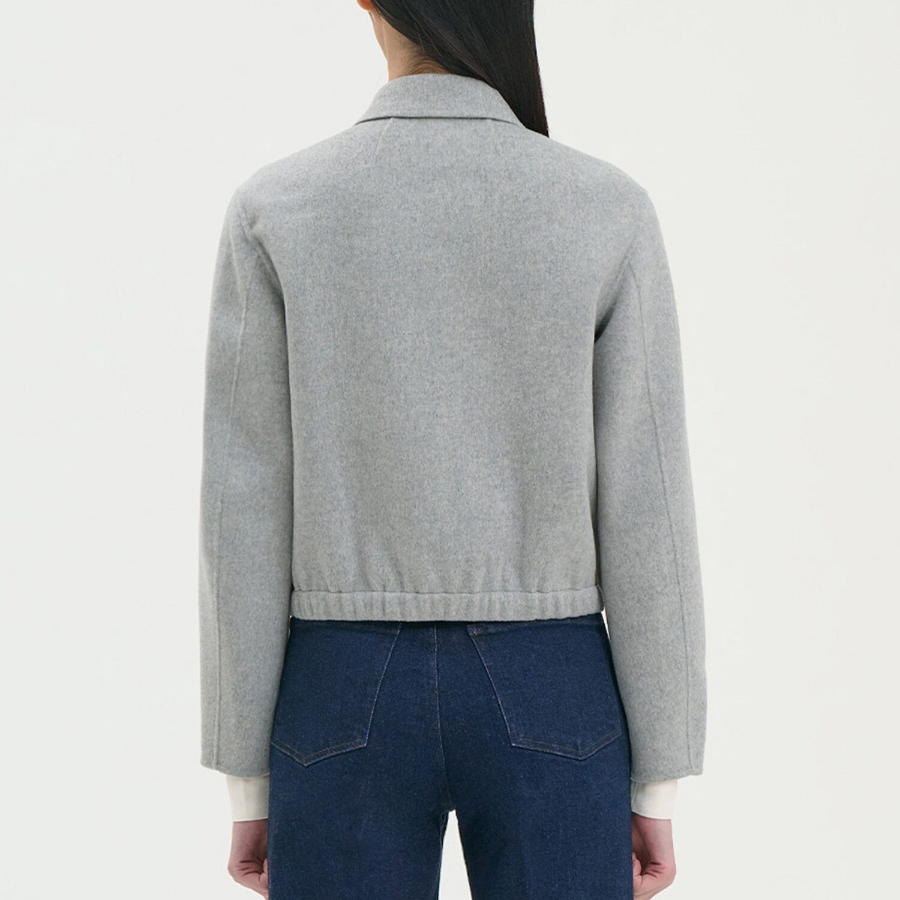 Theory Women Double Wool-Cashmere Blouson Jacket - Light Grey Melange