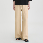 JAJU Linen Blended Wide Banding Pants (Beige) — лёгкие брюки из дышащей льняной ткани в универсальном бежевом оттенке
