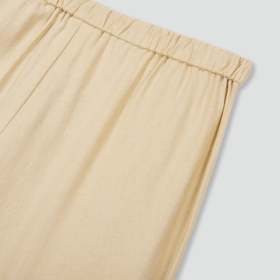 JAJU Linen Blended Wide Banding Pants (Beige) — лёгкие брюки из дышащей льняной ткани в универсальном бежевом оттенке