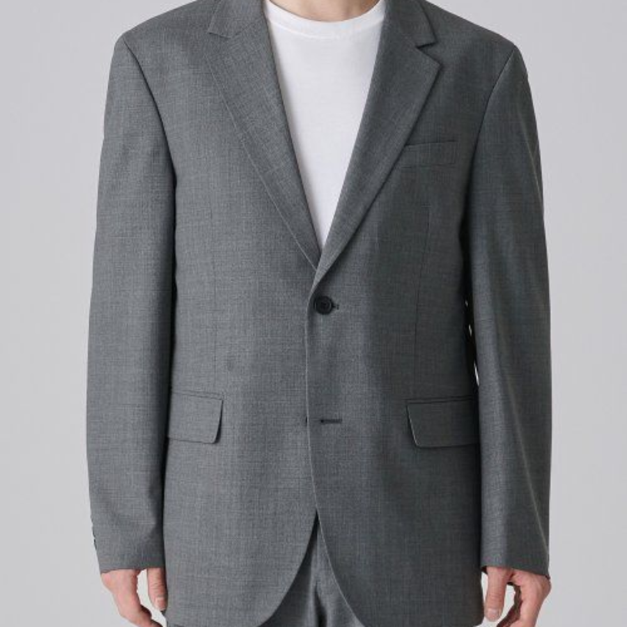 Summer Wool Relaxed Basic Blazer — Medium Grey