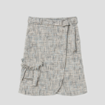 GANNI Summer Tweed Suiting Wrap Skirt – Sky Blue