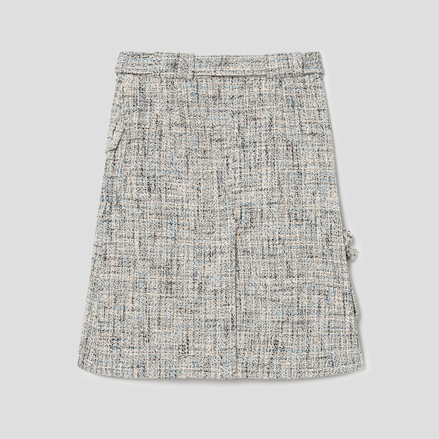 GANNI Summer Tweed Suiting Wrap Skirt – Sky Blue