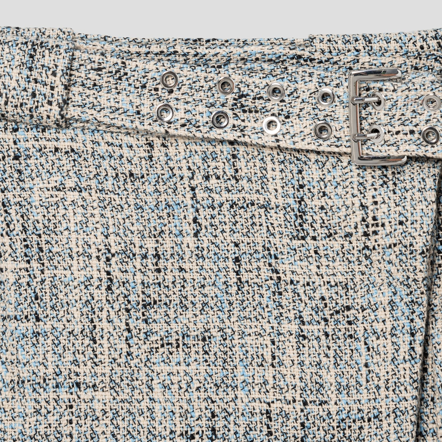 GANNI Summer Tweed Suiting Wrap Skirt – Sky Blue