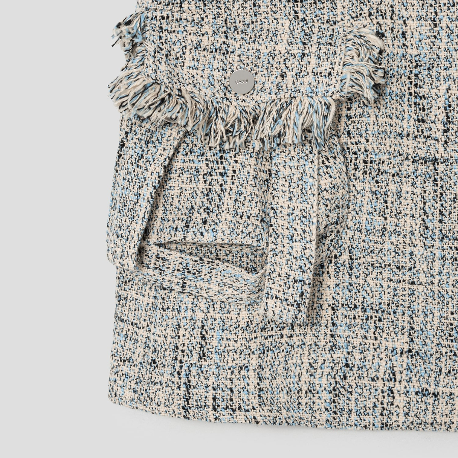 GANNI Summer Tweed Suiting Wrap Skirt – Sky Blue