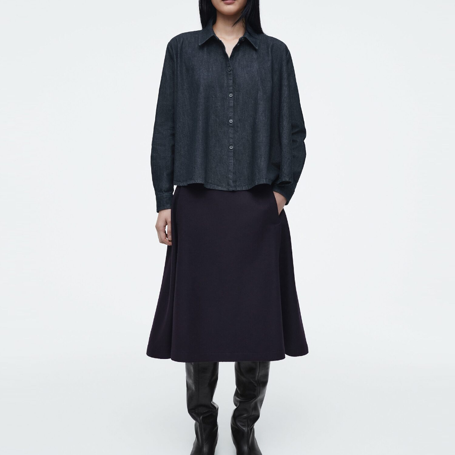 COS Regular Flare Denim Shirt Indigo