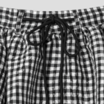 GANNI Crinkled Taffeta Check Mini Bubble Skirt – Black