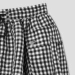 GANNI Crinkled Taffeta Check Mini Bubble Skirt – Black