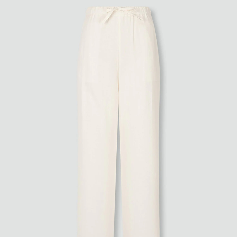 JAJU Linen Blended Wide Banding Pants (Ivory) — светлые и лёгкие брюки из льняной смеси для тёплой погоды и максимального комфорта