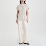 JAJU Linen Blended Wide Banding Pants (Ivory) — светлые и лёгкие брюки из льняной смеси для тёплой погоды и максимального комфорта