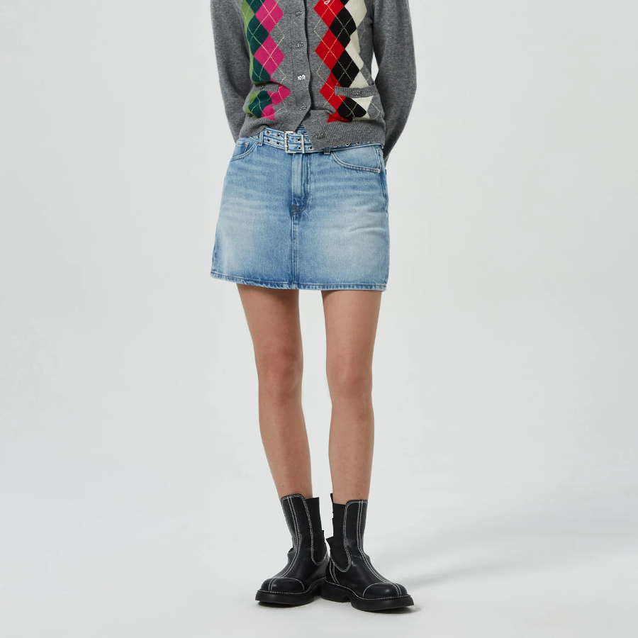 GANNI Soft Rigid Denim Mini Skirt – Sky Blue