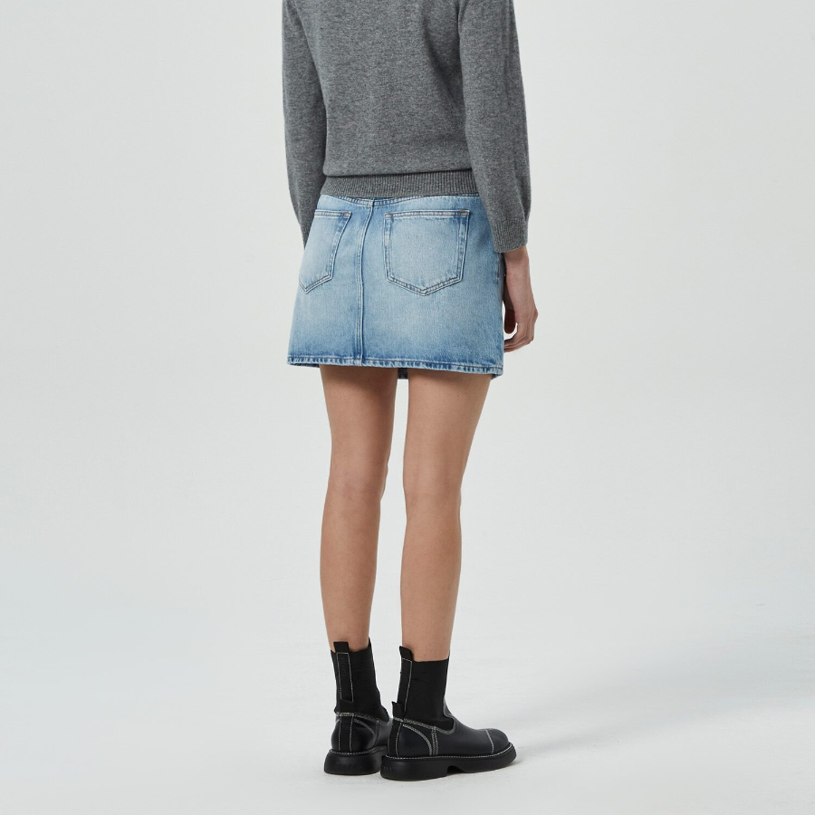 GANNI Soft Rigid Denim Mini Skirt – Sky Blue