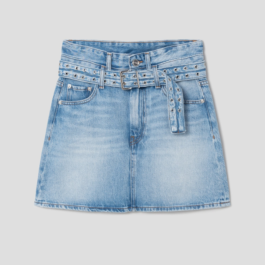 GANNI Soft Rigid Denim Mini Skirt – Sky Blue