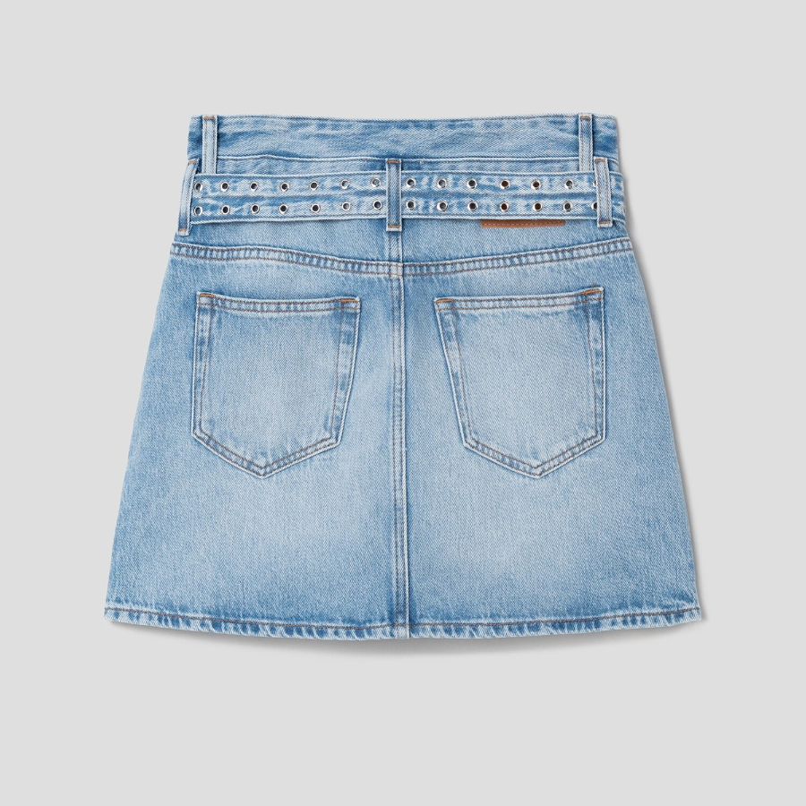 GANNI Soft Rigid Denim Mini Skirt – Sky Blue