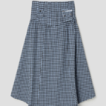 GANNI Seersucker Check Long Pocket Skirt – Sky Blue