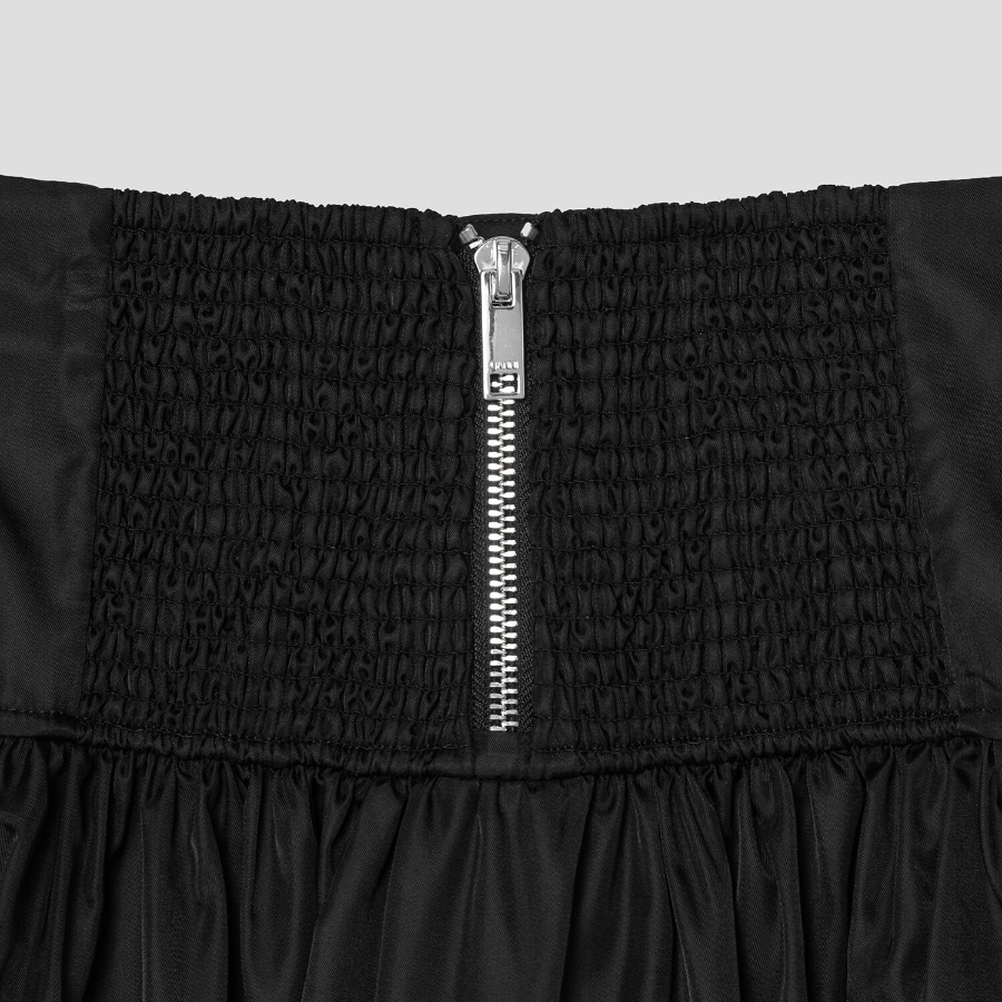GANNI Duchesse Nylon Long Pocket Skirt – Black