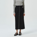 GANNI Bonded Crepe Long Skirt – Black