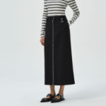 GANNI Bonded Crepe Long Skirt – Black