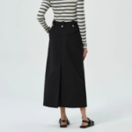 GANNI Bonded Crepe Long Skirt – Black