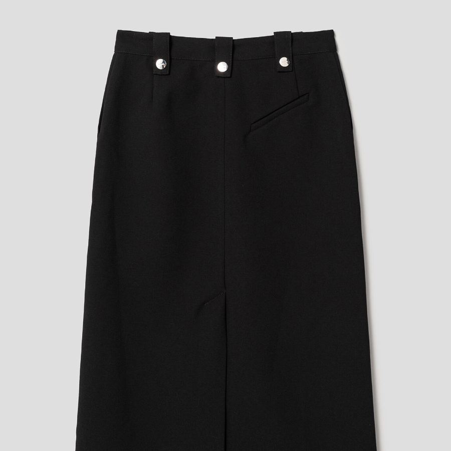 GANNI Bonded Crepe Long Skirt – Black
