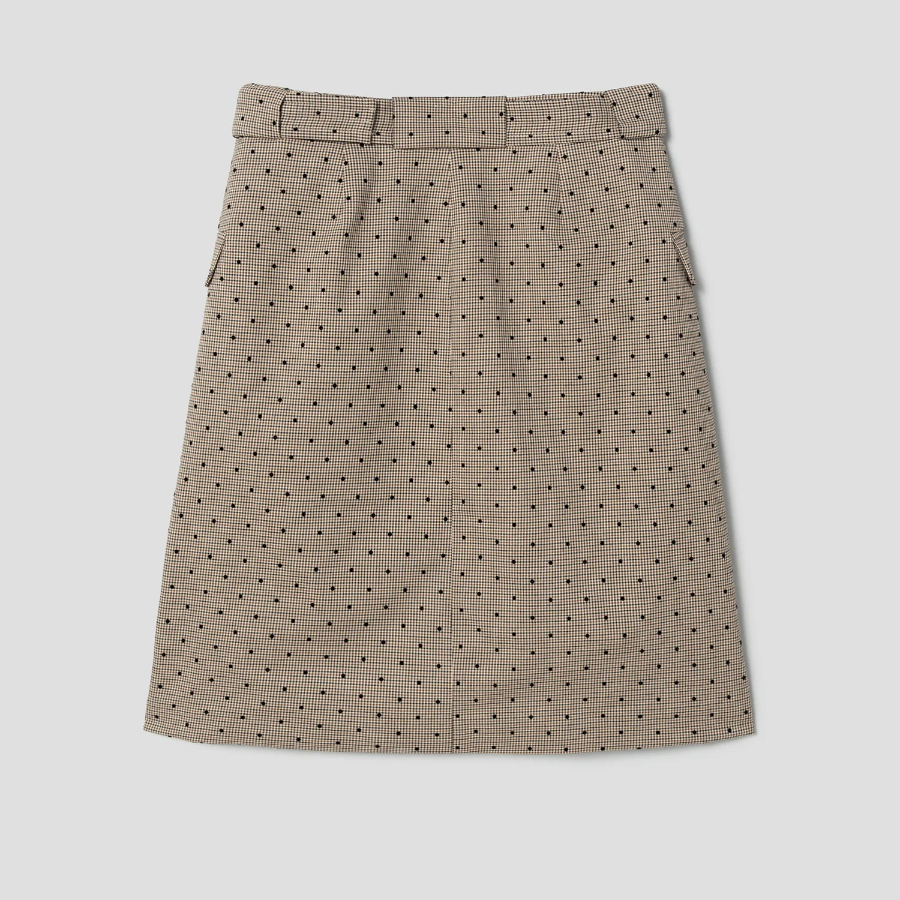 GANNI Flock Check Suiting Skirt – Tigers Eye