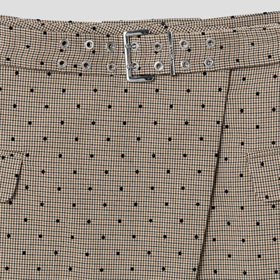 GANNI Flock Check Suiting Skirt – Tigers Eye