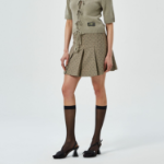 GANNI Flock Check Suiting Mini Skirt – Tigers Eye