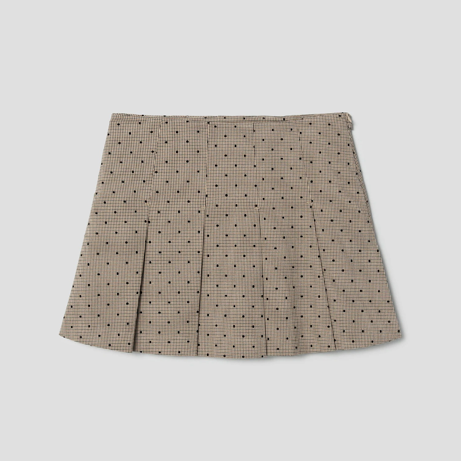 GANNI Flock Check Suiting Mini Skirt – Tigers Eye