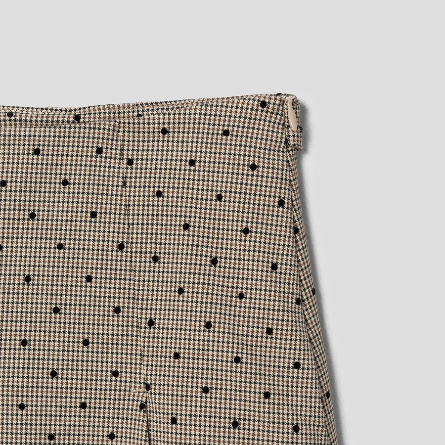 GANNI Flock Check Suiting Mini Skirt – Tigers Eye