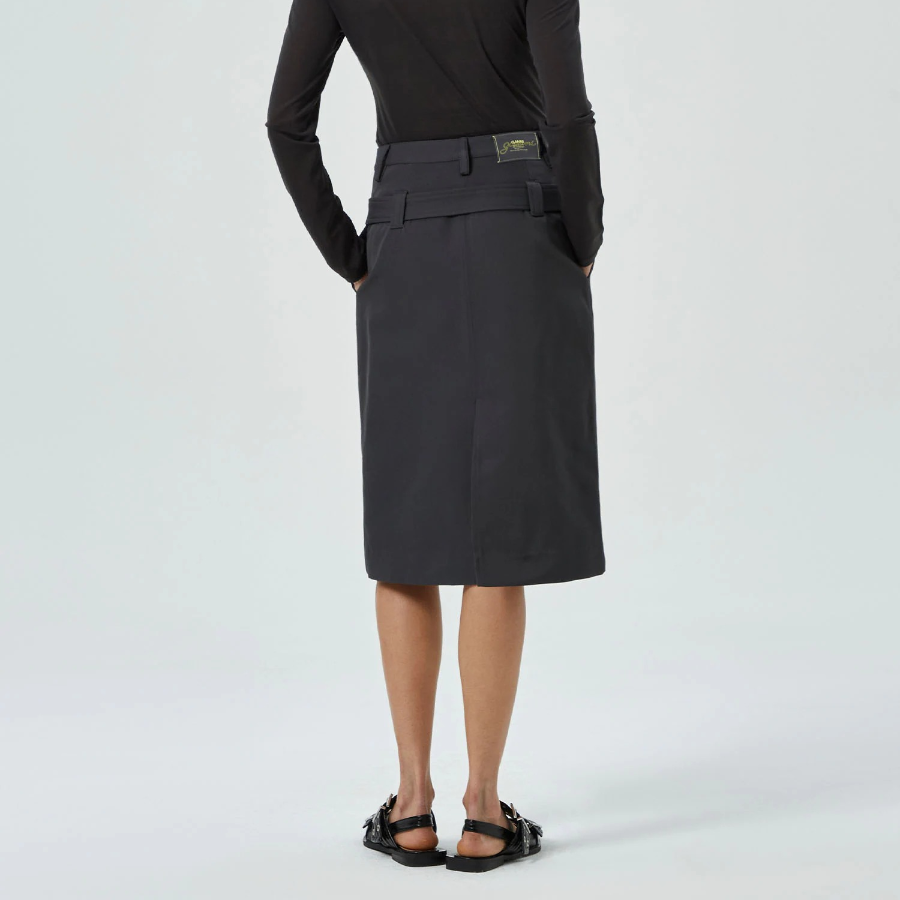 GANNI Heavy Twill Midi Skirt – Phantom
