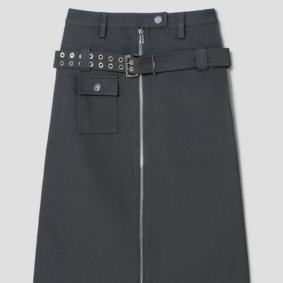 GANNI Heavy Twill Midi Skirt – Phantom