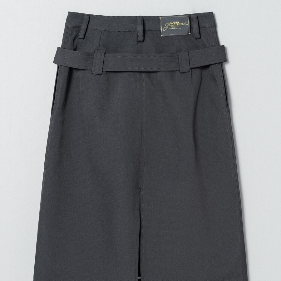 GANNI Heavy Twill Midi Skirt – Phantom