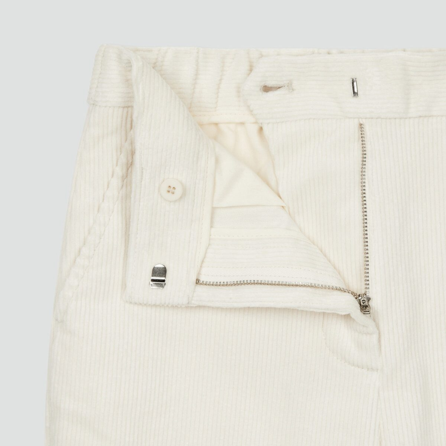 JAJU Corduroy Wide Pants (Ivory) — женские широкие брюки из мягкого вельвета светлого оттенка для стильного и уютного образа