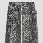 GANNI Cotton Tweed Midi Skirt – Leopard