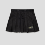 GANNI Duchesse Nylon Pleated Mini Skirt – Black