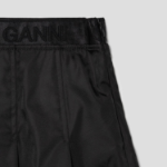 GANNI Duchesse Nylon Pleated Mini Skirt – Black