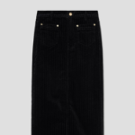 GANNI Stretch Corduroy Maxi Slit Skirt – Black