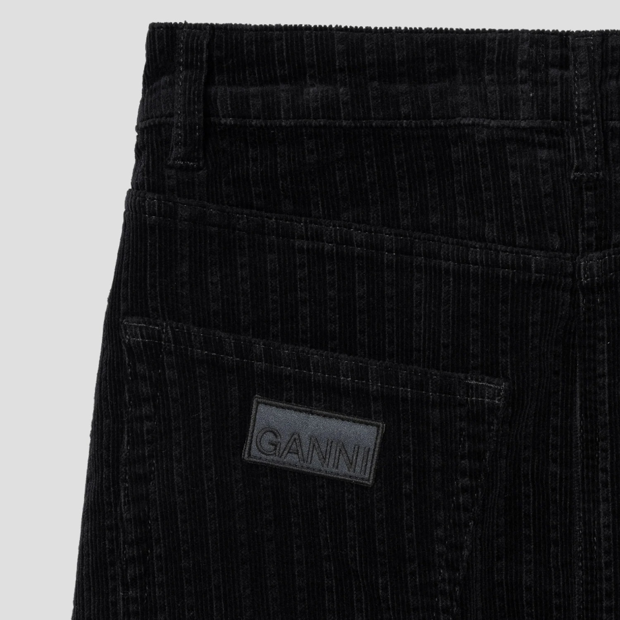 GANNI Stretch Corduroy Maxi Slit Skirt – Black