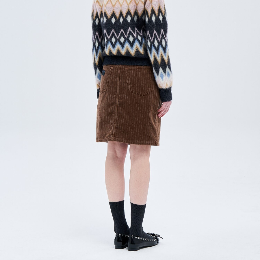GANNI Stretch Corduroy Skirt – Brown