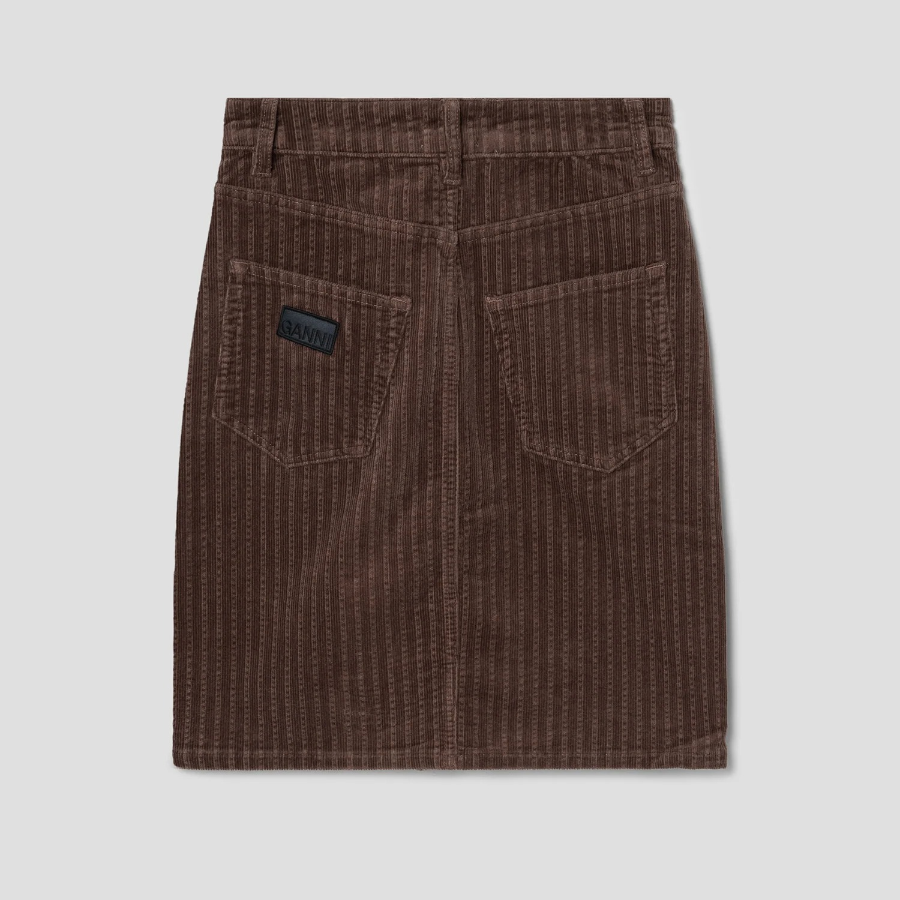 GANNI Stretch Corduroy Skirt – Brown