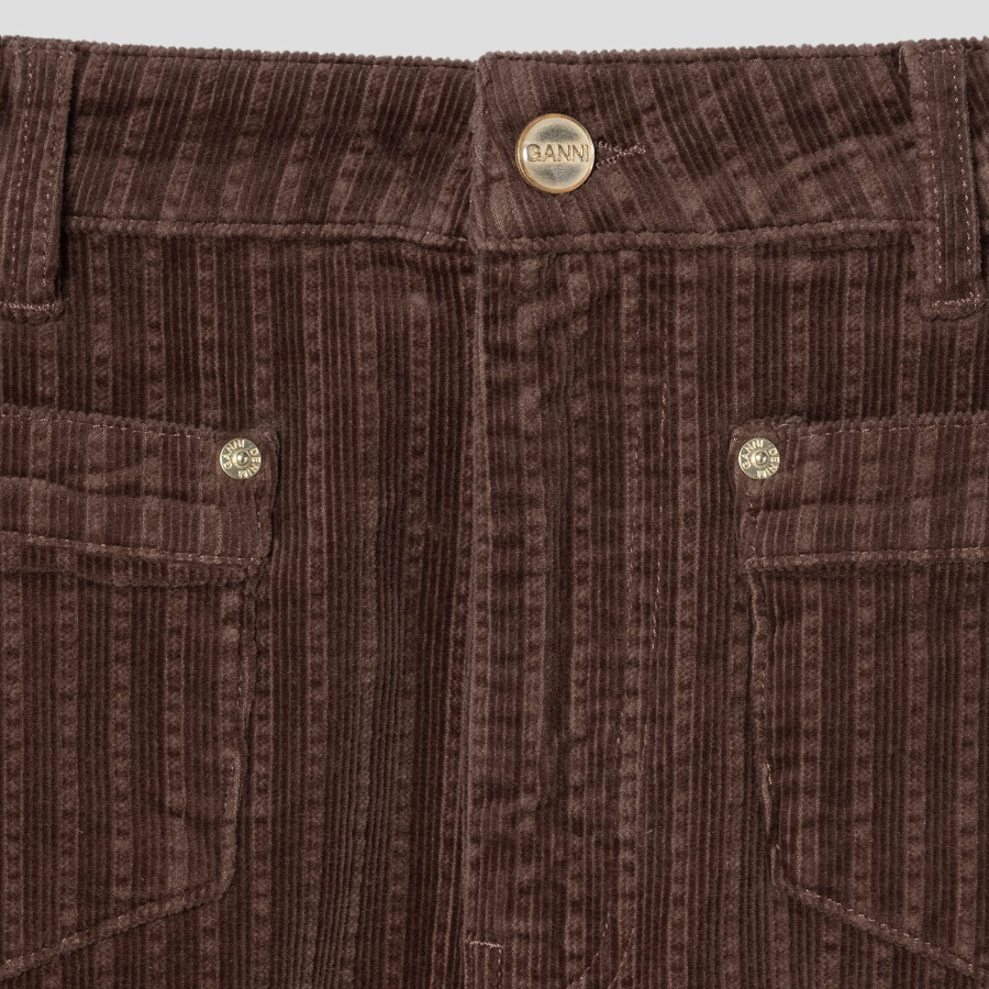 GANNI Stretch Corduroy Skirt – Brown