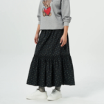GANNI Printed Cotton Smock Maxi Skirt (Petite) – Ash